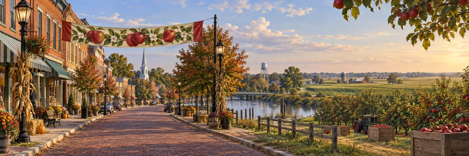 An editorial illustration of Bridgeville, Delaware