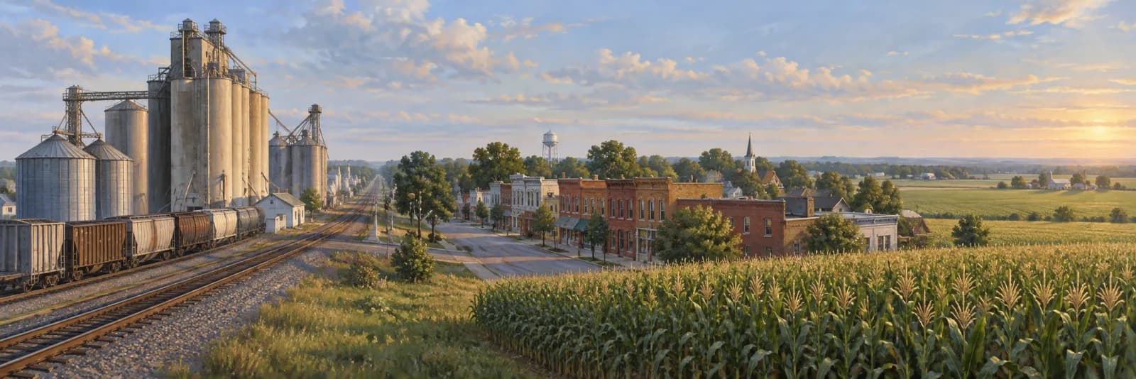 An editorial illustration of Clayton, Delaware