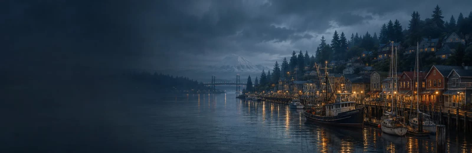 An editorial illustration of Gig Harbor, Washington