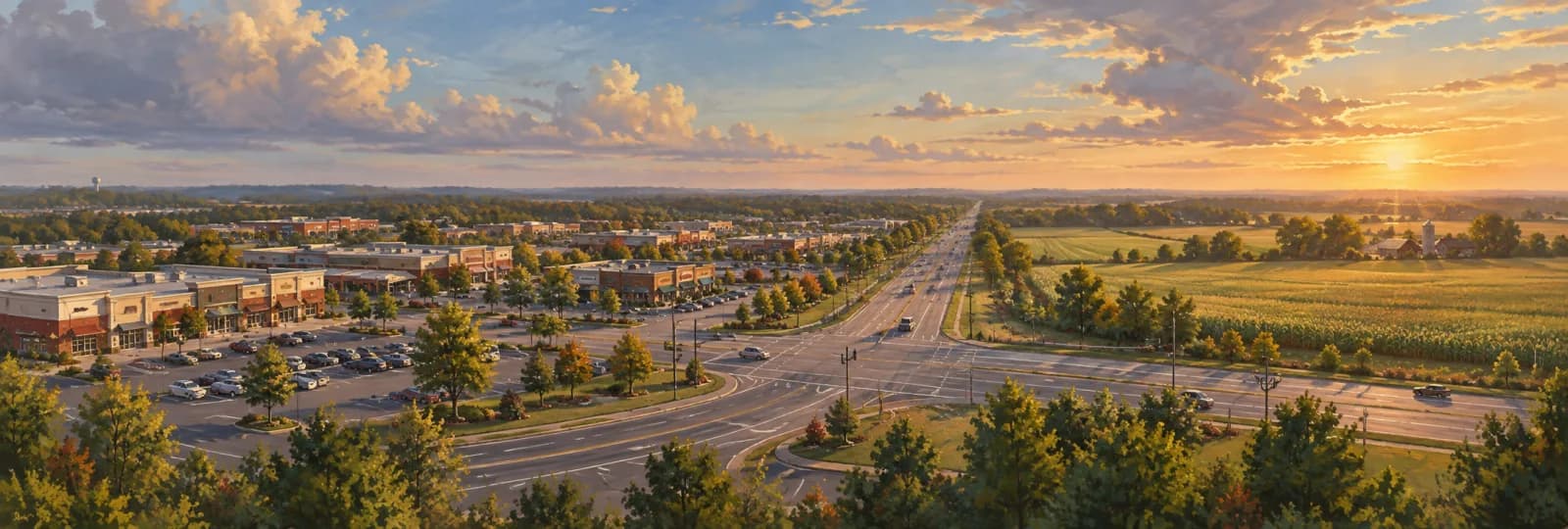 An editorial illustration of Glasgow, Delaware