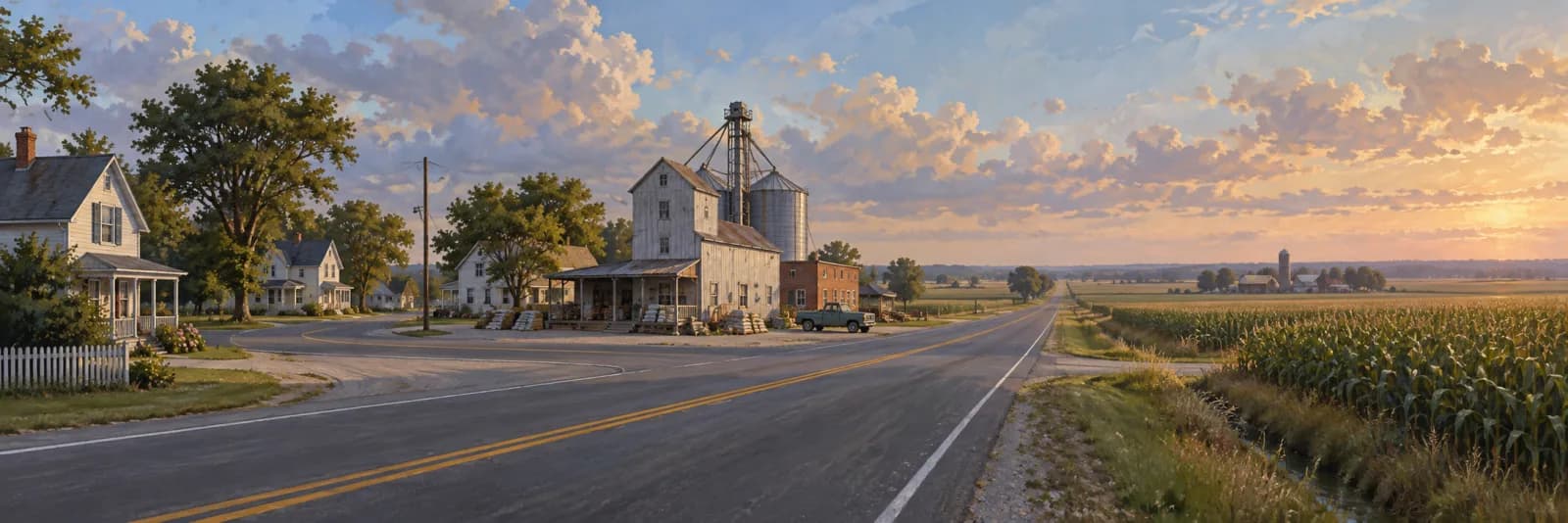 An editorial illustration of Houston, Delaware