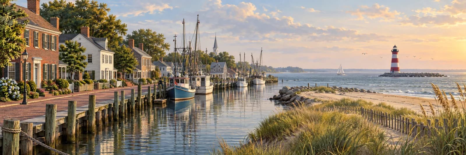 An editorial illustration of Lewes, Delaware