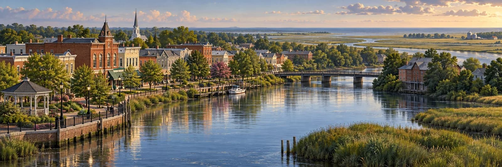 An editorial illustration of Milford, Delaware