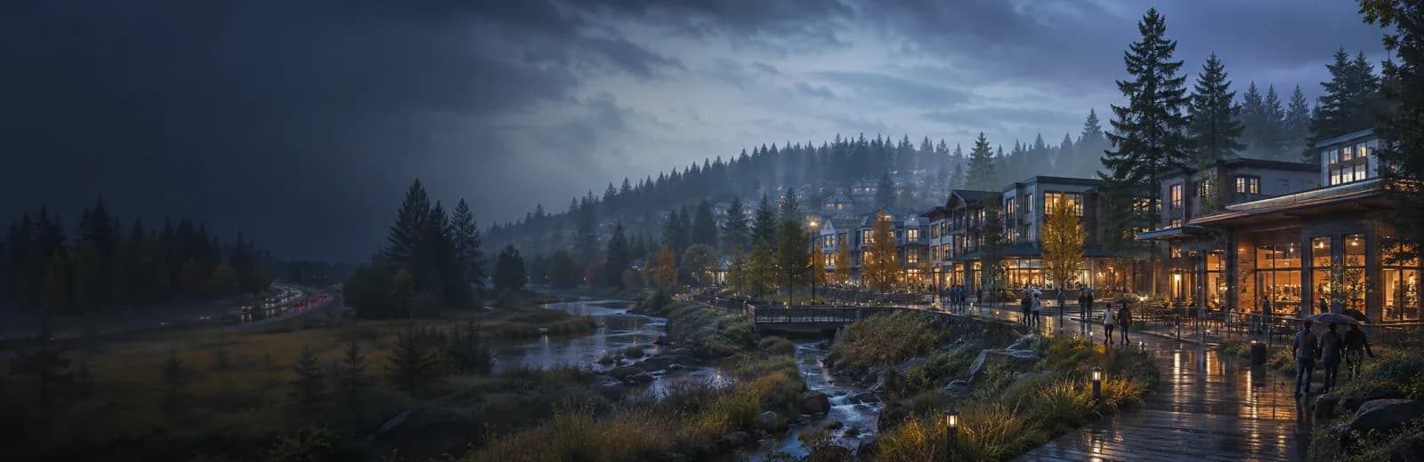 An editorial illustration of Mill Creek, Washington