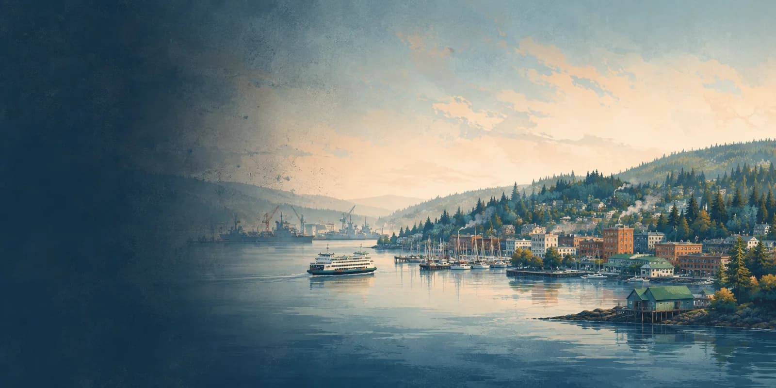 An editorial illustration of Port Orchard, Washington