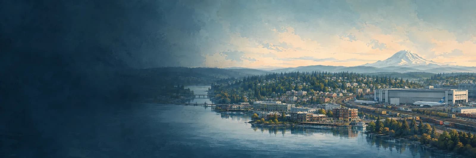 An editorial illustration of Renton, Washington