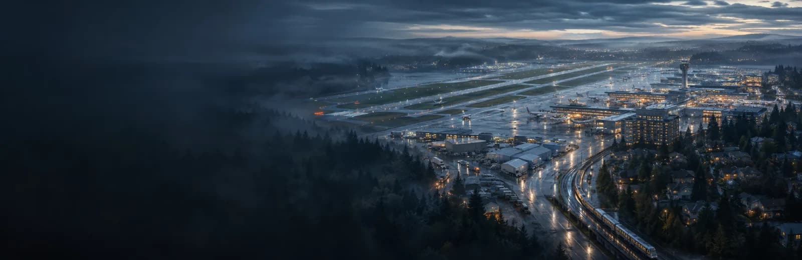 An editorial illustration of SeaTac, Washington