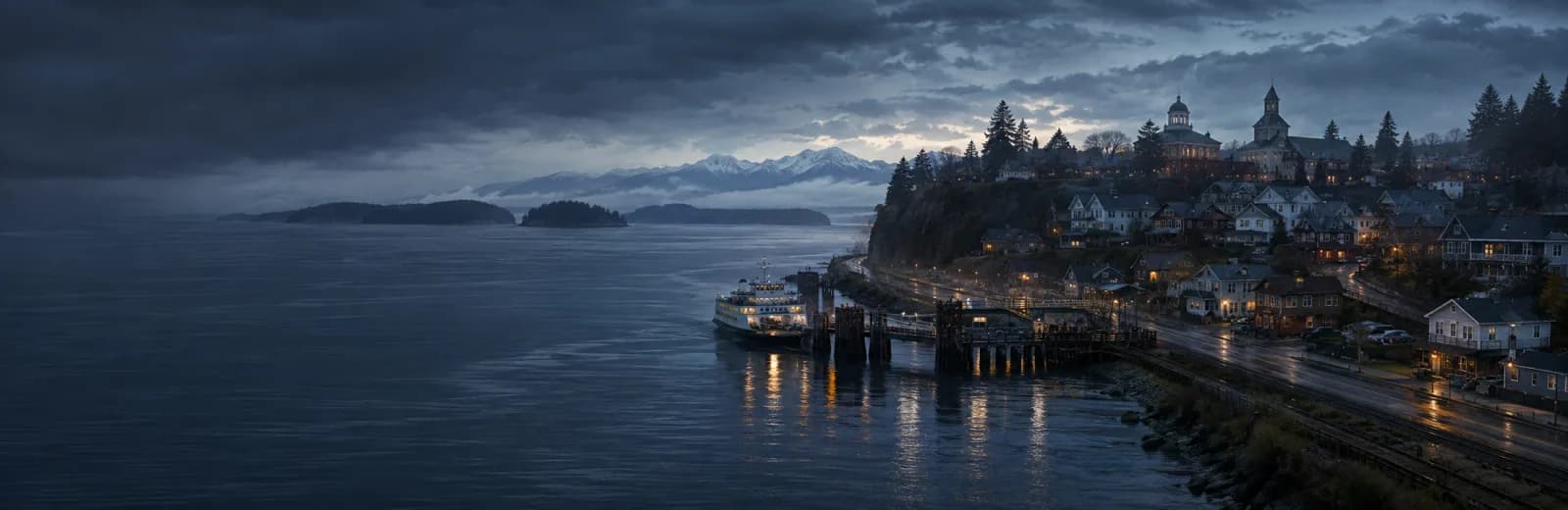 An editorial illustration of Steilacoom, Washington