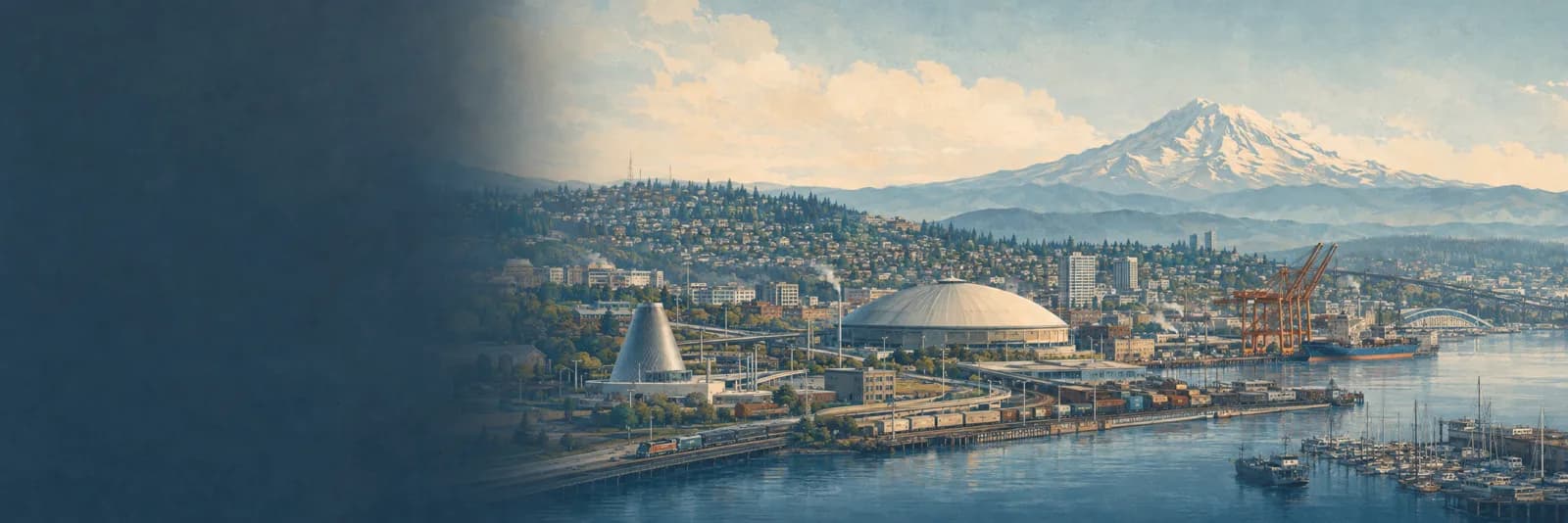 An editorial illustration of Tacoma, Washington