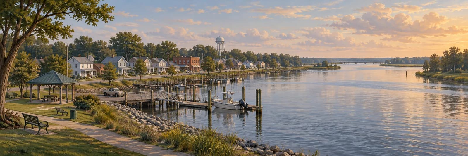 An editorial illustration of Blades, Delaware
