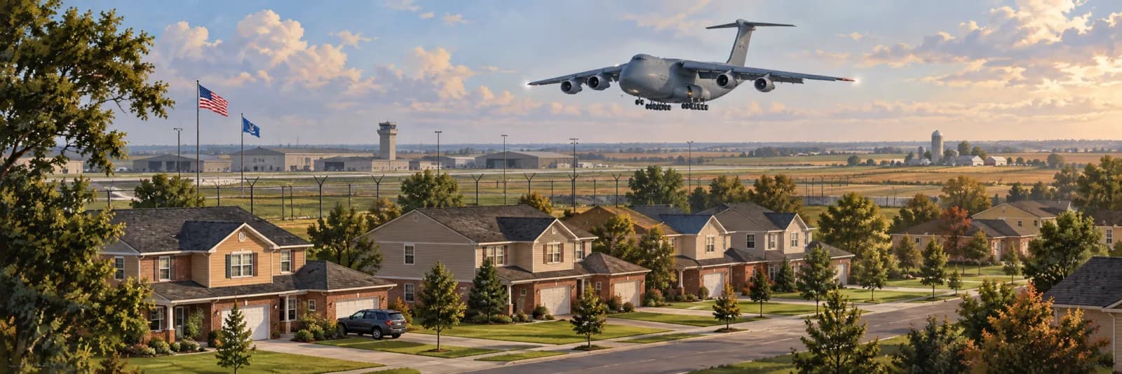 An editorial illustration of Dover Base Housing, Delaware
