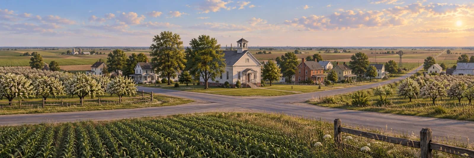 An editorial illustration of Farmington, Delaware