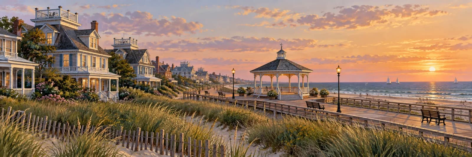 An editorial illustration of Rehoboth Beach, Delaware